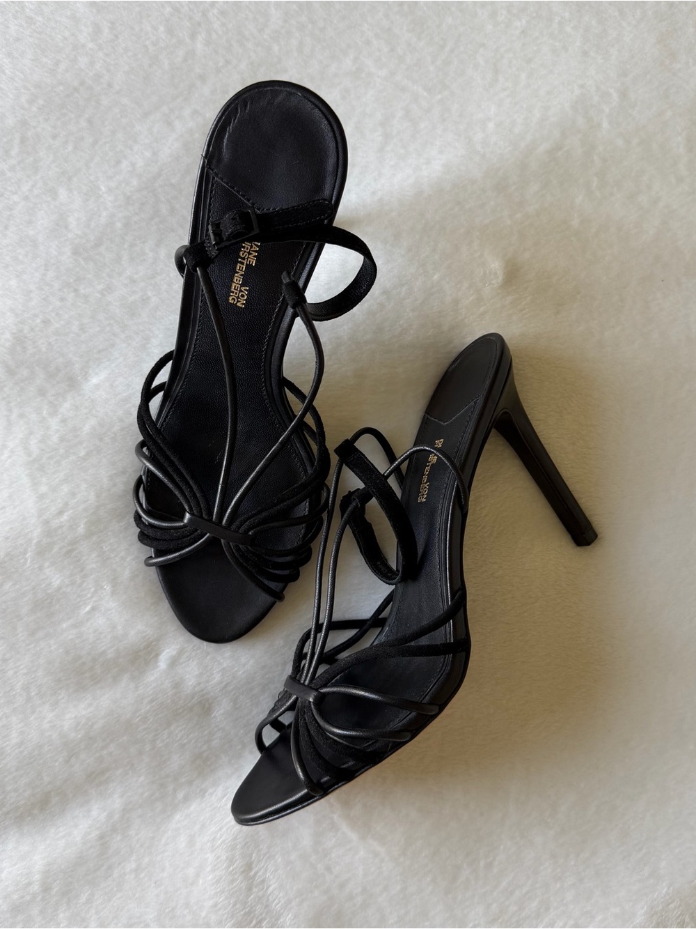 Diane Von Furstenberg Black Knot-Detail Strappy Stiletto Sandals
